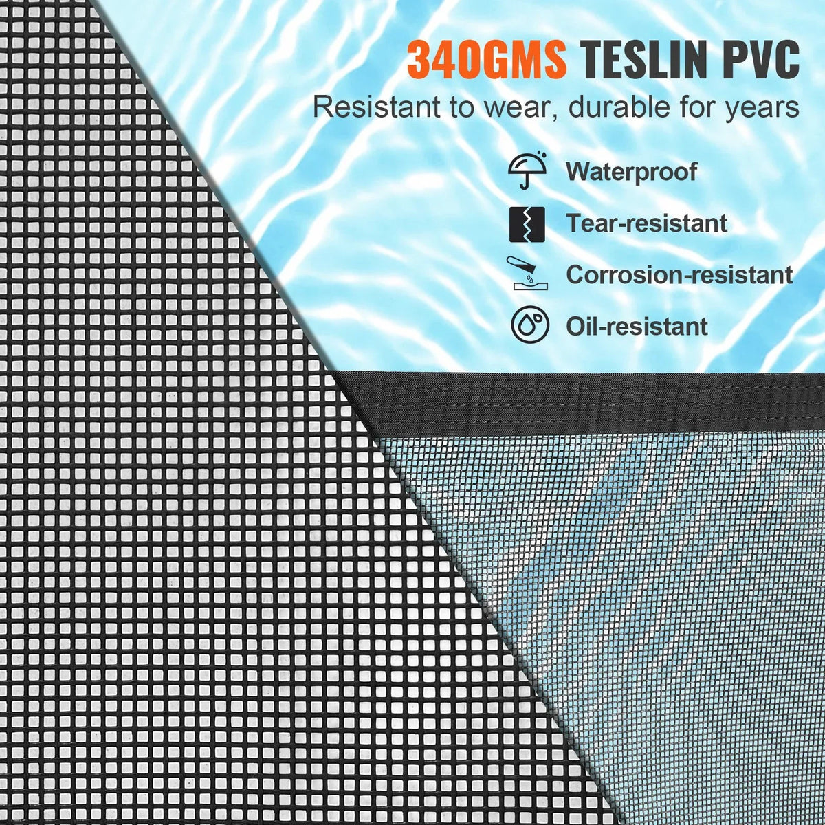 VEVOR Pool Fence, 4 x 12 FT Pool Fences for Inground Pools, Removable Child Safety Pool Fencing, Easy DIY Installation Swimming Pool Fence, 340gms Teslin PVC Pool Fence Mesh Protects Kids and Pets - View 3