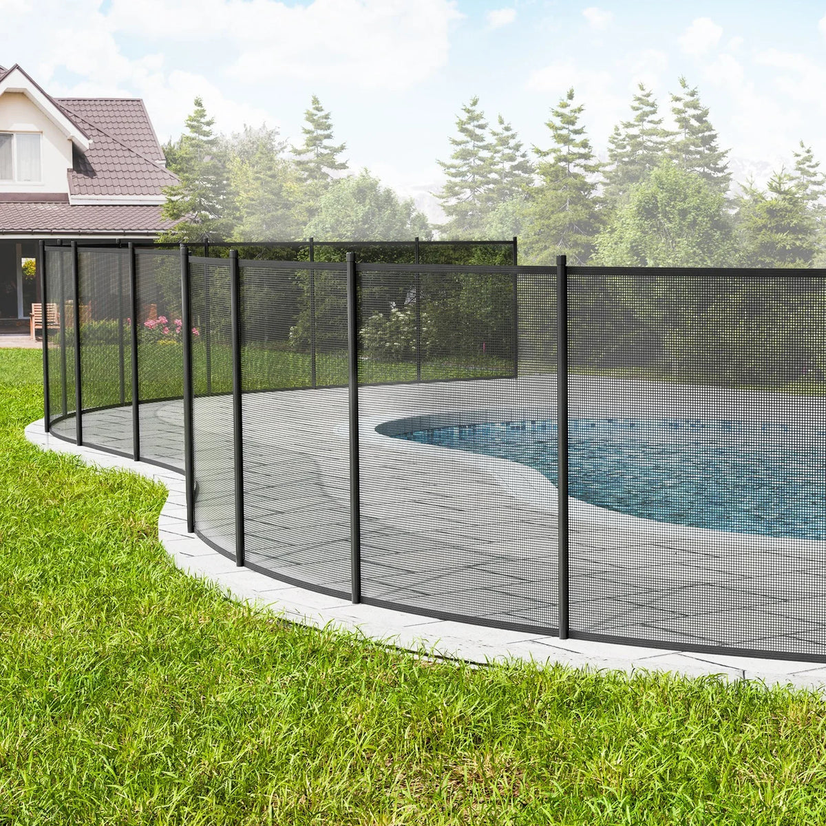 VEVOR Pool Fence, 4 x 12 FT Pool Fences for Inground Pools, Removable Child Safety Pool Fencing, Easy DIY Installation Swimming Pool Fence, 340gms Teslin PVC Pool Fence Mesh Protects Kids and Pets - View 7