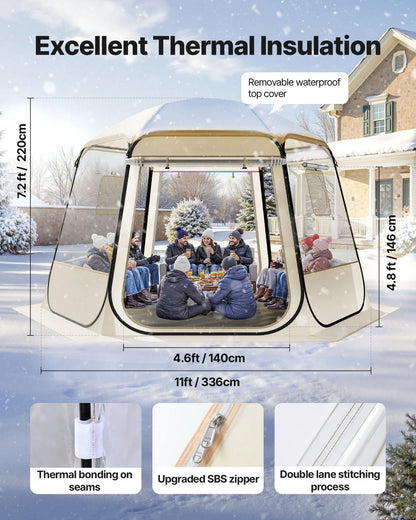 VEVOR Pop up Bubble Tent, 11 x 10.2 ft Waterproof & UV-Resistant, Clear Camping Tent Shelter, Outdoor Garden Dome Igloo Tents with Windows, 540° Panoramic View, for 8-10 Persons Patio Backyard - View 4