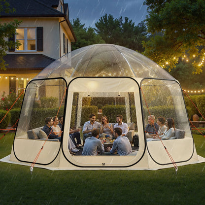 VEVOR Pop up Bubble Tent, 15 x 13.8 ft Waterproof & UV-Resistant, Clear Camping Tent Shelter, Outdoor Garden Dome Igloo Tents with Windows, 540° Panoramic View, for 12-15 Persons Patio Backyard - View 7
