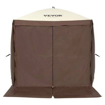 VEVOR Pop Up Gazebo Tent, Pop-Up Screen Tent 4 Sided Canopy Sun Shelter with 4 Removable Privacy Wind Cloths & Mesh Windows, 6x6FT Quick Set Screen Tent with Mosquito Netting, Brown - View 10