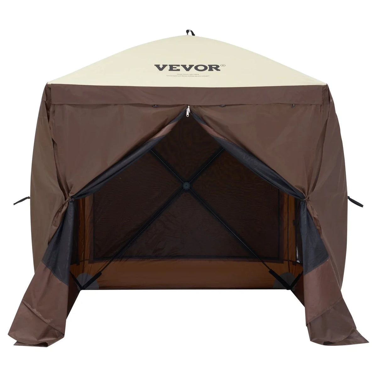 VEVOR Pop Up Gazebo Tent, Pop-Up Screen Tent 4 Sided Canopy Sun Shelter with 4 Removable Privacy Wind Cloths & Mesh Windows, 6x6FT Quick Set Screen Tent with Mosquito Netting, Brown - View 9