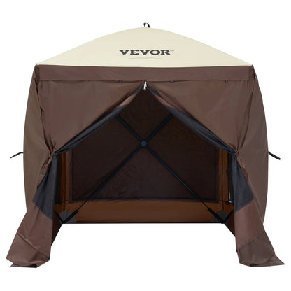 VEVOR Pop Up Gazebo Tent, Pop-Up Screen Tent 4 Sided Canopy Sun Shelter with 4 Removable Privacy Wind Cloths & Mesh Windows, 6x6FT Quick Set Screen Tent with Mosquito Netting, Brown - View 9