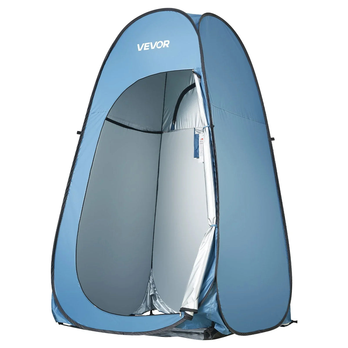VEVOR Pop up Shower Tent, Instant Portable Privacy Tent Changing Room with Shower Bag, Ground Stakes, Ropes, Carry Bag, 190T Polyester with Silver Coating, Quick Setup, for Camping, Beach, Fishing - View 10