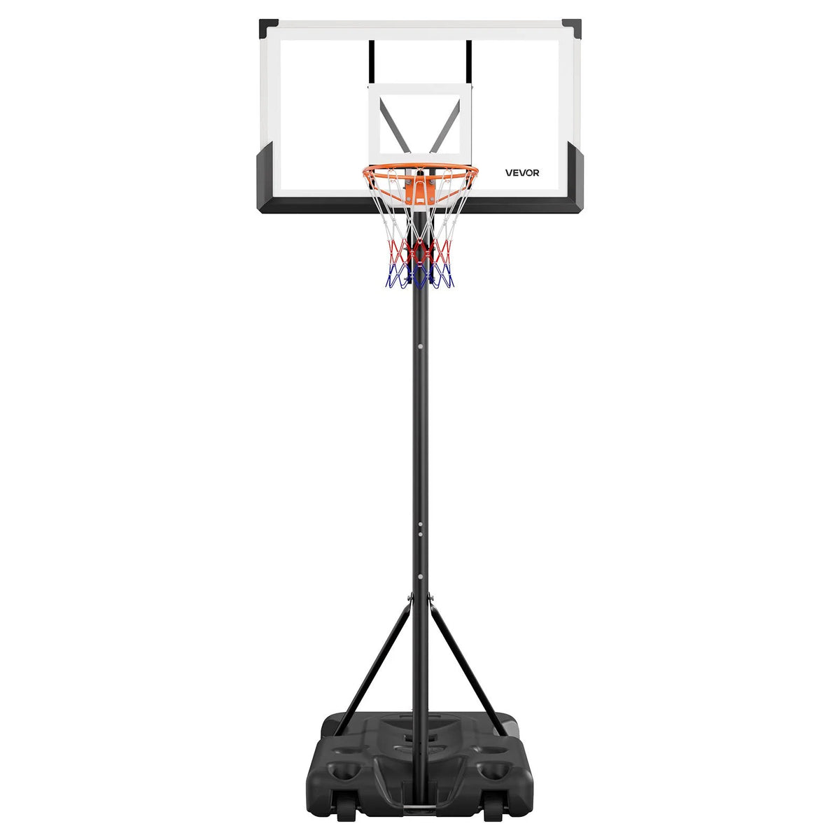 VEVOR Portable Basketball Stand, 10 ft Height Adjustment Basketball Hoop & Goal, Portable Basketballs Hoop with 54 inch PC Backboard & Wheels for Kids, Teens, Adults in Driveways, Pools, Schools - View 10