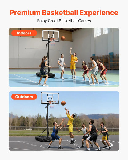 VEVOR Portable Basketball Stand, 10 ft Height Adjustment Basketball Hoop & Goal, Portable Basketballs Hoop with 54 inch PC Backboard & Wheels for Kids, Teens, Adults in Driveways, Pools, Schools - View 2