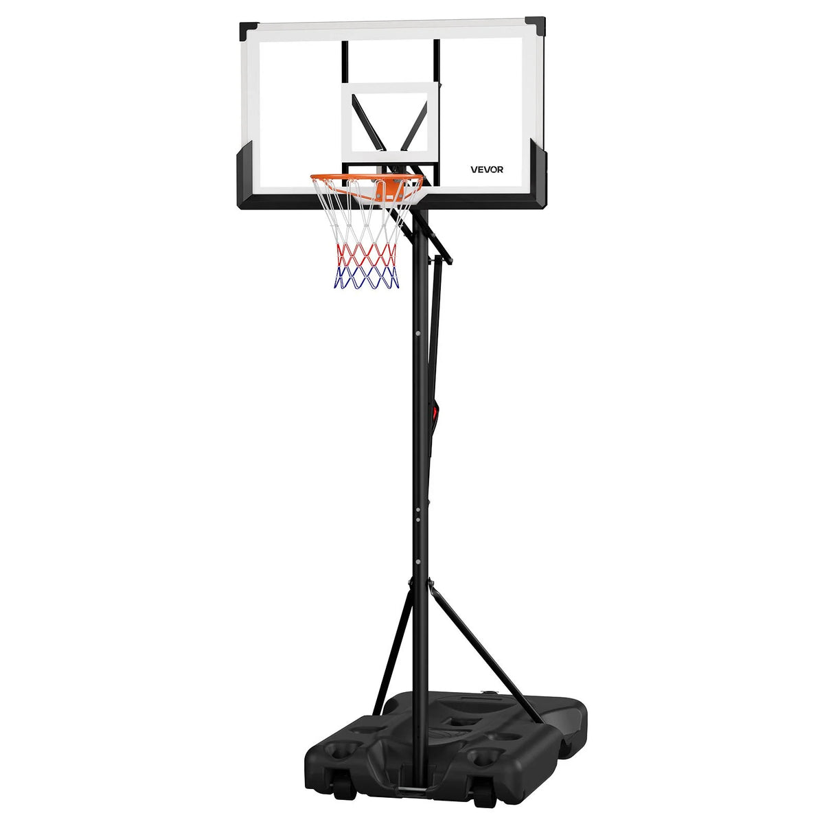 VEVOR Portable Basketball Stand, 10 ft Height Adjustment Basketball Hoop & Goal, Portable Basketballs Hoop with 54 inch PC Backboard & Wheels for Kids, Teens, Adults in Driveways, Pools, Schools - View 8
