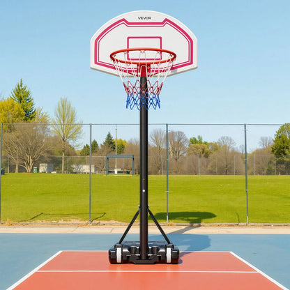 VEVOR Portable Basketball Stand, 5.2 to 6.9 ft Height Adjustment Basketball Hoop & Goal, Kids Adjustable Basketballs Hoop with Nylon Net & Rolling Wheels, Portable Backboard Set for Patios, Poolside - View 8