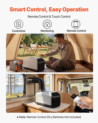 VEVOR Portable Camping Air Conditioner 3050 BTU, Tent AC Unit with Hose, Remote & Touch Control, 61–90°F Adjustable, 150 m³/h High Airflow, Low Noise, Ideal for Tent. RV, Outdoor Cooling, Dark Grey - View 3