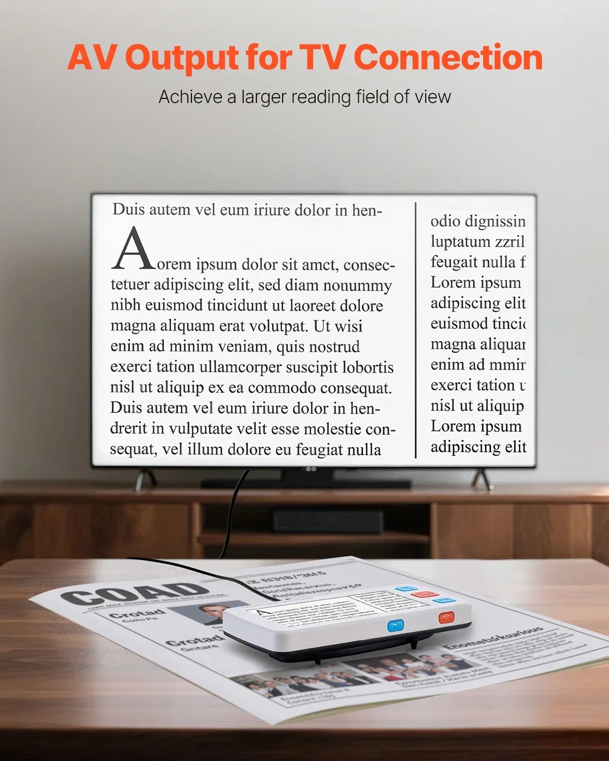 VEVOR Portable Digital Magnifier, 5-inch HD Electronic Video Magnifier for Low Version, 4X - 32X Zoom Electronic Reading Aid with 17 Color Mode, AV Output, Foldable Handle & 5-Level Screen Brightness - View 6