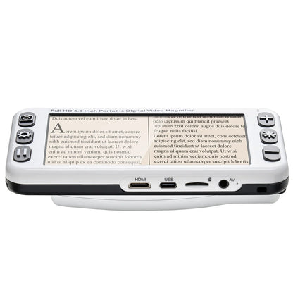 VEVOR Portable Digital Magnifier, 5-inch HD Electronic Video Magnifier for Low Version, 2X - 48X Electronic Reading Aid with 13MP Near & Far Dual Lens, 26 Color Mode, AV/HDMI Output & Foldable Handle - View 8