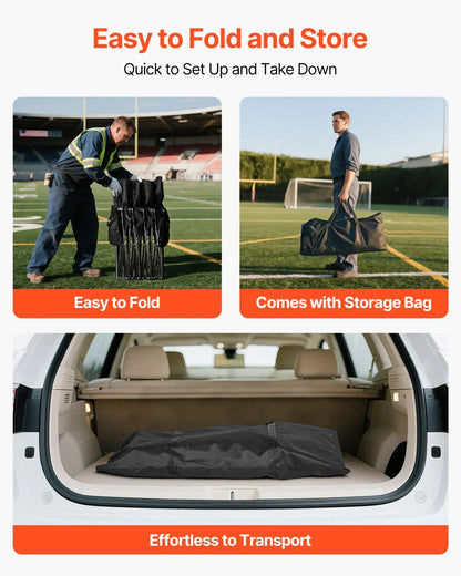 VEVOR Portable Folding Bench, 4 Seat Foldable Soccer Bench with Side Pockets and Carrying Bag, Lightweight Sideline Seating with Back Rest for Football, Baseball, Camping, Outdoor Events, Black - View 3