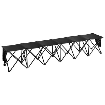 VEVOR Portable Folding Bench, 6 Seat Foldable Soccer Bench with Side Pockets and Carrying Bag, Lightweight 600D Oxford Fabric Sideline Seating, for Football, Baseball, Camping, Outdoor Events, Black - View 10