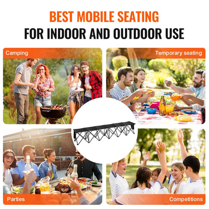 VEVOR Portable Folding Bench, 6 Seat Foldable Soccer Bench with Side Pockets and Carrying Bag, Lightweight 600D Oxford Fabric Sideline Seating, for Football, Baseball, Camping, Outdoor Events, Black - View 5