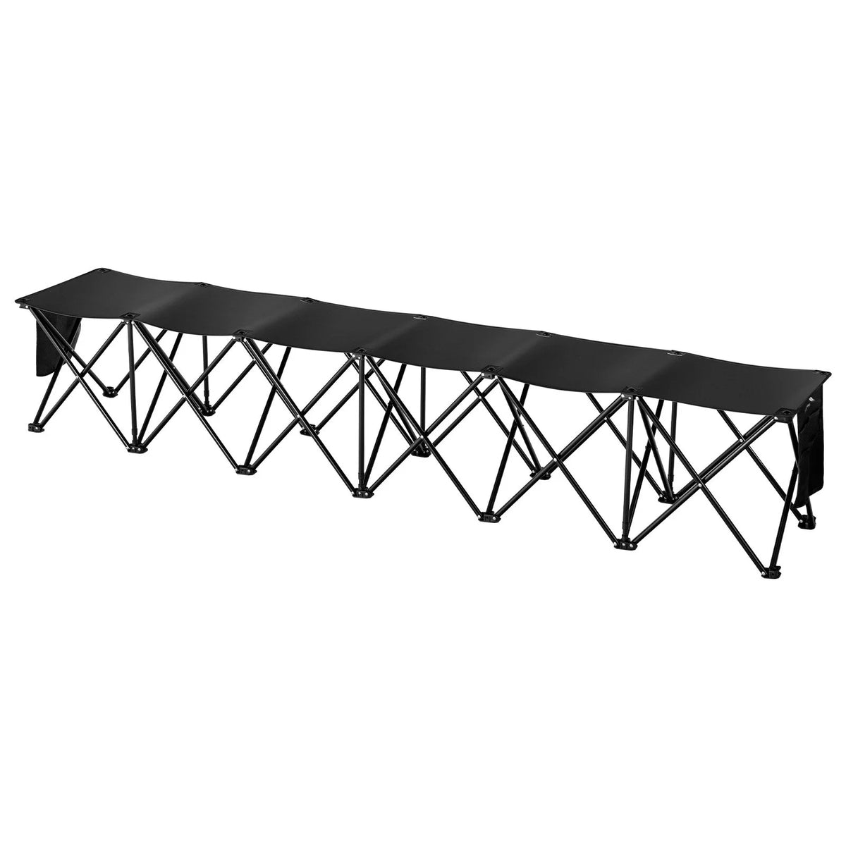 VEVOR Portable Folding Bench, 6 Seat Foldable Soccer Bench with Side Pockets and Carrying Bag, Lightweight 600D Oxford Fabric Sideline Seating, for Football, Baseball, Camping, Outdoor Events, Black - View 9