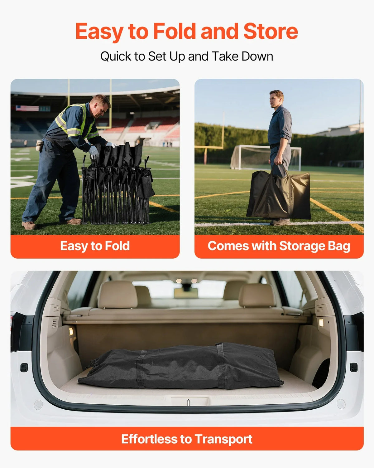 VEVOR Portable Folding Bench, 6 Seat Soccer Bench with Storage Pockets Cup Holders & Carrying Bag, Lightweight Sideline Seating with Sunshade for Football, Baseball, Camping, Outdoor Events, Black - View 4