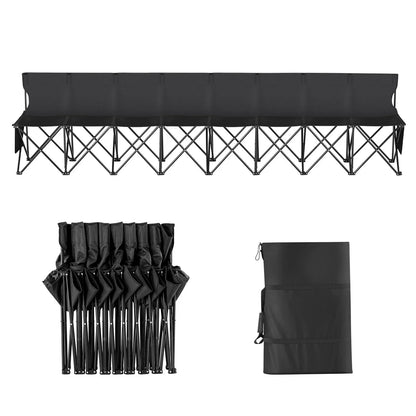 VEVOR Portable Folding Bench, 8 Seat Foldable Soccer Bench with Side Pockets and Carrying Bag, Lightweight Sideline Seating with Back Rest for Football, Baseball, Camping, Outdoor Events, Black - View 8