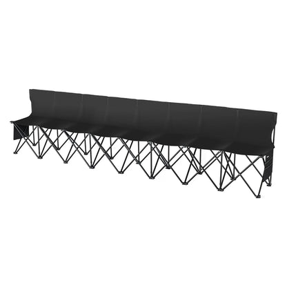 VEVOR Portable Folding Bench, 8 Seat Foldable Soccer Bench with Side Pockets and Carrying Bag, Lightweight Sideline Seating with Back Rest for Football, Baseball, Camping, Outdoor Events, Black - View 9