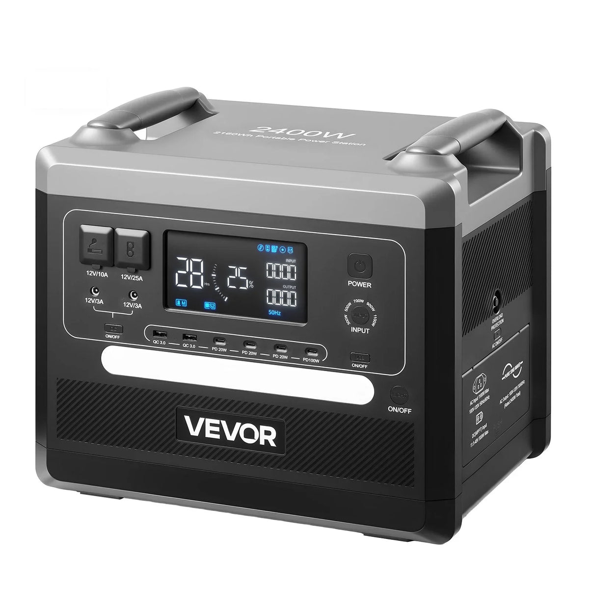 VEVOR Portable Power Station, 2400W 2160Wh Power Station Solar Generator with 10 Output Ports & Adjustable Input Power, Expandable LiFePO4 Battery Backup for Home Camping RV (Solar Panel NOT Included) - View 10