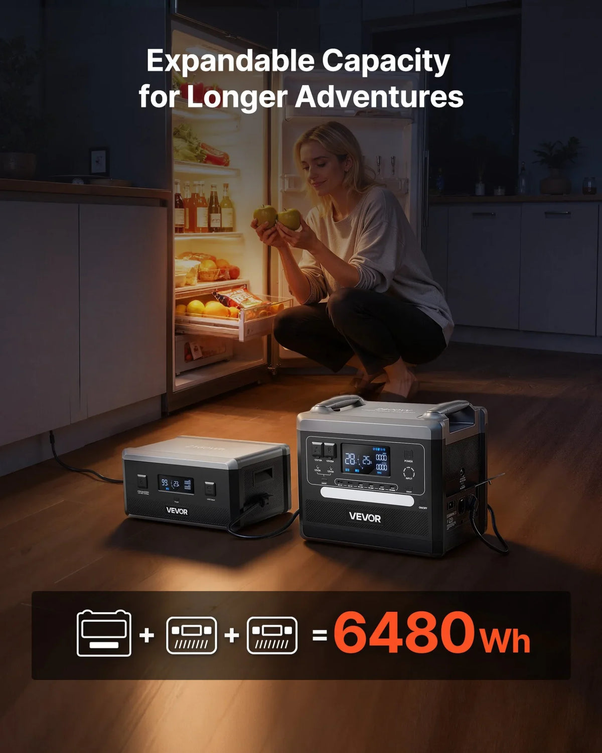 VEVOR Portable Power Station, 2400W 2160Wh Power Station Solar Generator with 10 Output Ports & Adjustable Input Power, Expandable LiFePO4 Battery Backup for Home Camping RV (Solar Panel NOT Included) - View 2
