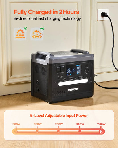 VEVOR Portable Power Station, 2400W 2160Wh Power Station Solar Generator with 10 Output Ports & Adjustable Input Power, Expandable LiFePO4 Battery Backup for Home Camping RV (Solar Panel NOT Included) - View 3