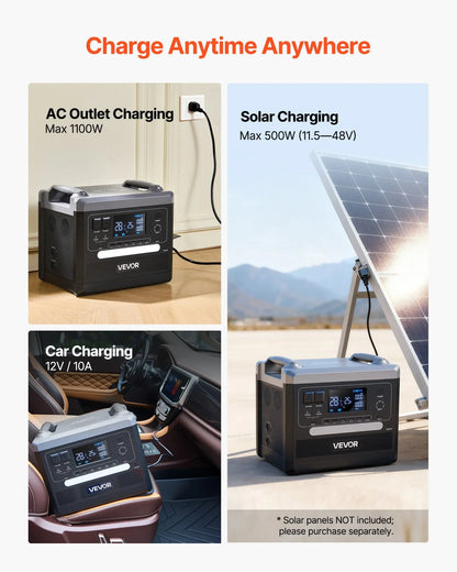 VEVOR Portable Power Station, 2400W 2160Wh Power Station Solar Generator with 10 Output Ports & Adjustable Input Power, Expandable LiFePO4 Battery Backup for Home Camping RV (Solar Panel NOT Included) - View 5