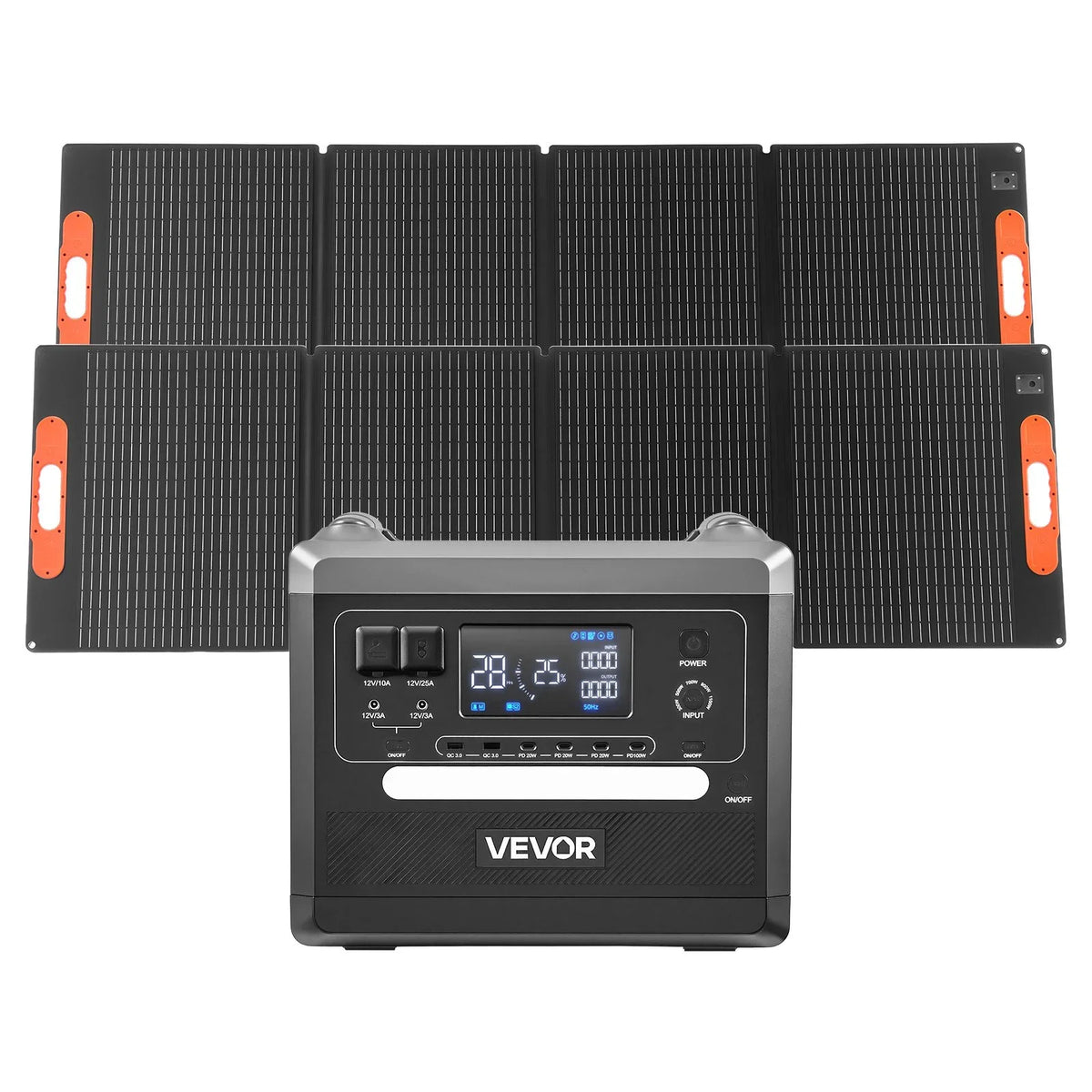 VEVOR Portable Power Station, 2400W Portable Solar Generator with 2PCS * 200W Foldable Solar Panels, 2160Wh Expandable LiFePO4 Battery Backup with 10 Output Ports for Home Backup Outdoor Camping RV - View 8