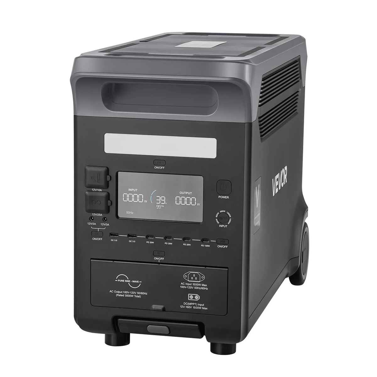 VEVOR Portable Power Station, 3000W Solar Generator Power Station, 3072Wh LiFePO4 Battery Backup with 15 Output Ports for for Home Emergency, Outdoor Camping, RV Travel (Solar Panel NOT Included) - View 10