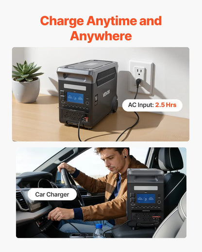 VEVOR Portable Power Station, 3000W Solar Generator Power Station, 3072Wh LiFePO4 Battery Backup with 15 Output Ports for for Home Emergency, Outdoor Camping, RV Travel (Solar Panel NOT Included) - View 5