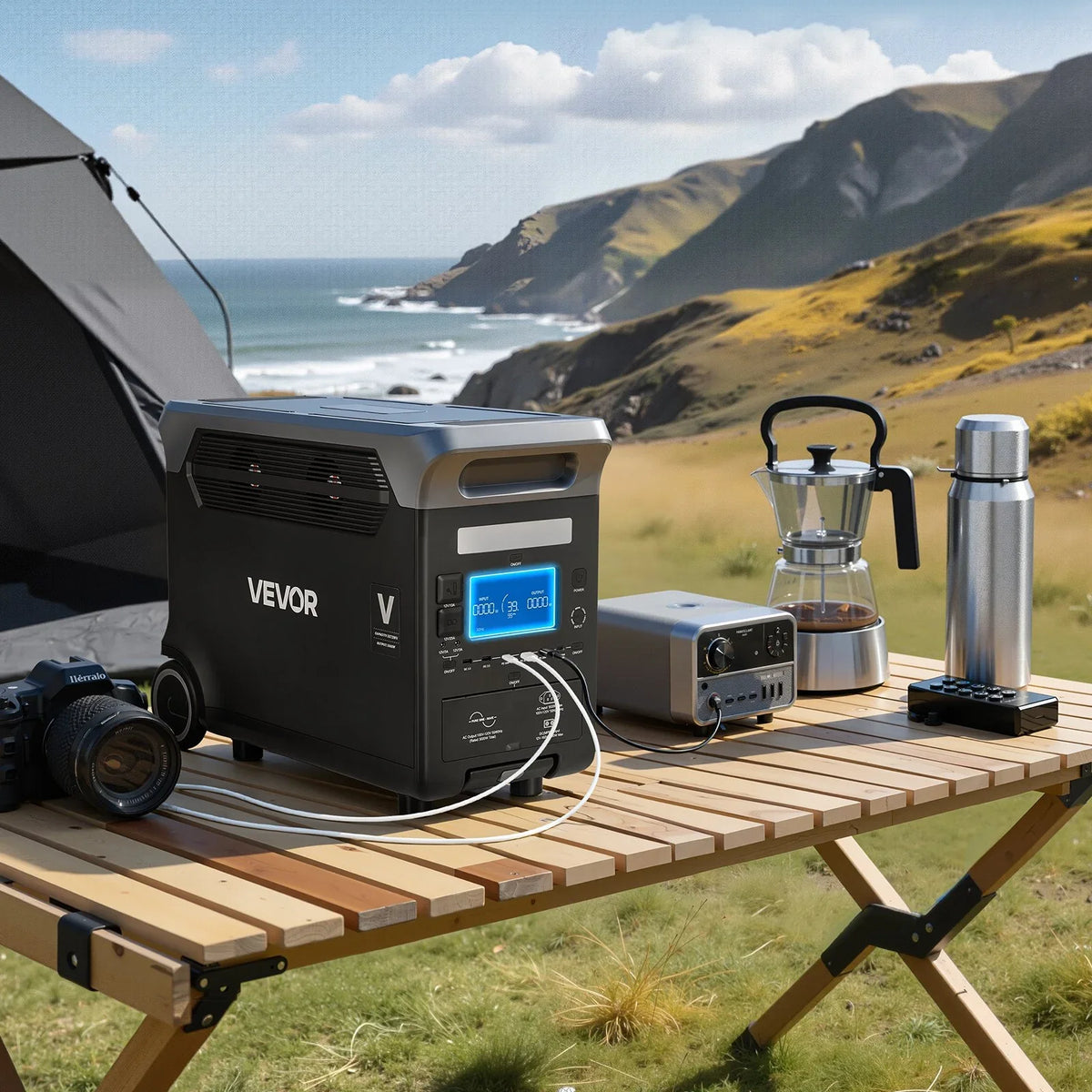 VEVOR Portable Power Station, 3000W Solar Generator Power Station, 3072Wh LiFePO4 Battery Backup with 15 Output Ports for for Home Emergency, Outdoor Camping, RV Travel (Solar Panel NOT Included) - View 7