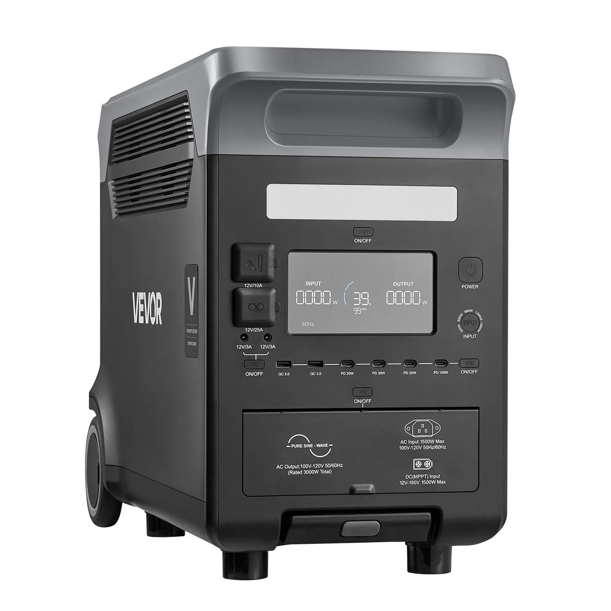 VEVOR Portable Power Station, 3000W Solar Generator Power Station, 3072Wh LiFePO4 Battery Backup with 15 Output Ports for for Home Emergency, Outdoor Camping, RV Travel (Solar Panel NOT Included) - View 8
