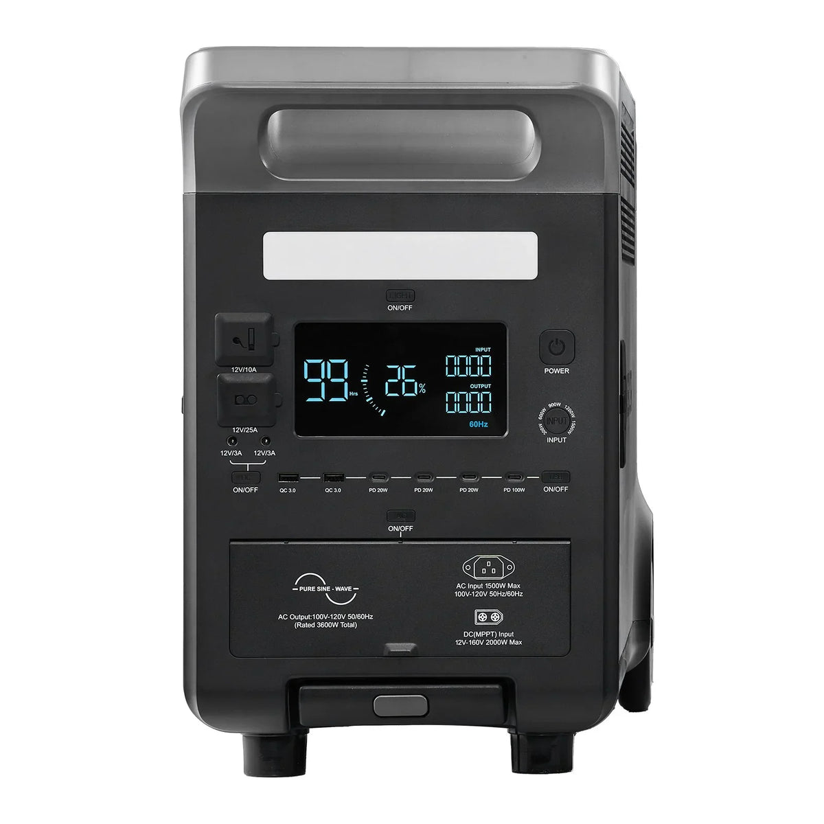 VEVOR Portable Power Station, 3600W 3840Wh Power Station Solar Generator with 10 Output Ports & Adjustable Input Power, Expandable LiFePO4 Battery Backup for Home Camping RV (Solar Panel NOT Included) - View 9