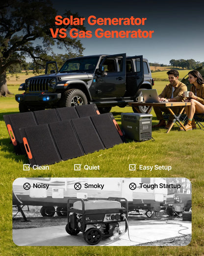 VEVOR Portable Power Station with 2PCS 200W Solar Panels, 3000W Solar Generator Power Station, 3072Wh LiFePO4 Battery Backup with 15 Output Ports for for Home Emergency, Outdoor Camping, RV Travel - View 2