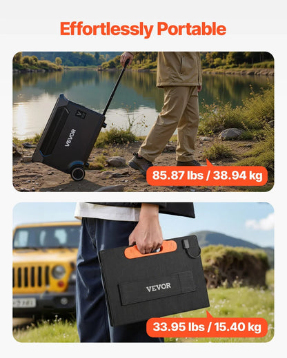 VEVOR Portable Power Station with 2PCS 200W Solar Panels, 3000W Solar Generator Power Station, 3072Wh LiFePO4 Battery Backup with 15 Output Ports for for Home Emergency, Outdoor Camping, RV Travel - View 4