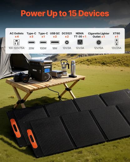 VEVOR Portable Power Station with 2PCS 200W Solar Panels, 3000W Solar Generator Power Station, 3072Wh LiFePO4 Battery Backup with 15 Output Ports for for Home Emergency, Outdoor Camping, RV Travel - View 5