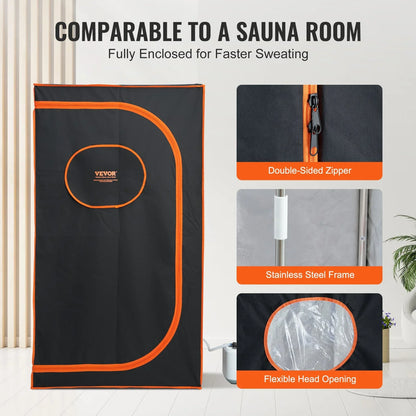 VEVOR Portable Steam Sauna Tent Full Size, 1000W Personal Sauna Blanket Kit for Home Spa, Detoxify & Soothing Heated Body Therapy, Time & Temperature Remote Control With Floor  Mat - View 5