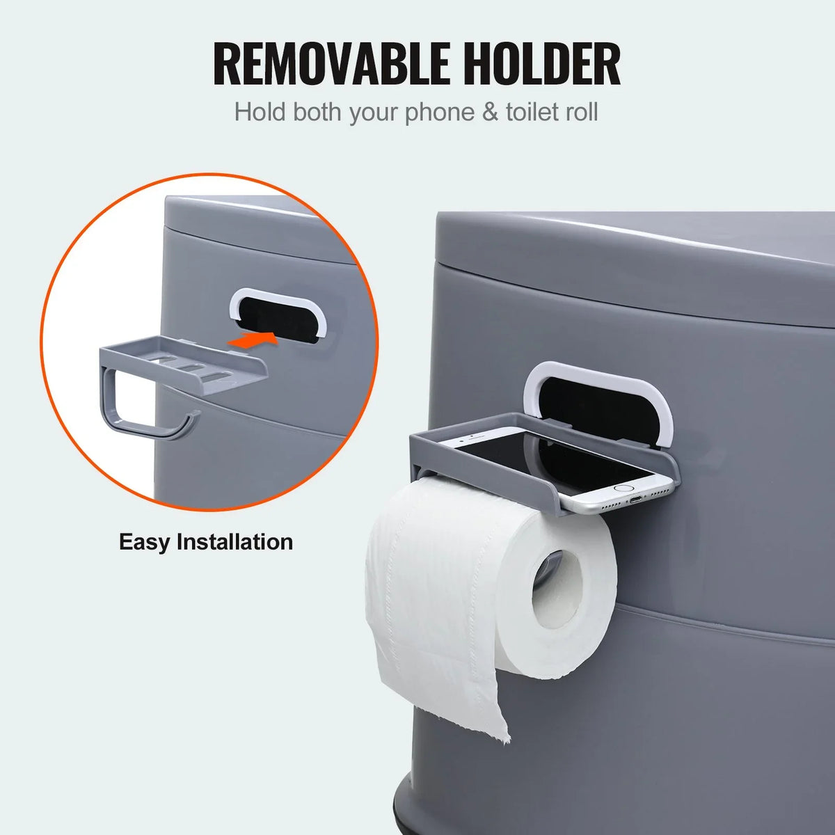 VEVOR Portable Toilet for Camping, Porta Potty with 1.3 Gal Detachable Inner Bucket & Removable Paper Holder, Commode with Dual Lids, Travel Toilet for Adults Kids Outdoor Camping Car Long Road Trips - View 2