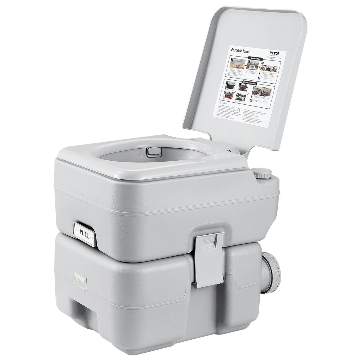 VEVOR Portable Toilet for Camping, Porta Potty with Carry Bag, 5.3 Gal Waste Tank & 3.2 Gal Flush Tank, Push-Button Pressurized Flush Commode, Leak-proof and Odourless Travel Toilet for Camping Car - View 10