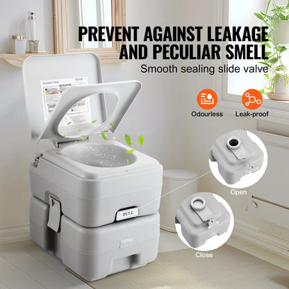 VEVOR Portable Toilet for Camping, Porta Potty with Carry Bag, 5.3 Gal Waste Tank & 3.2 Gal Flush Tank, Push-Button Pressurized Flush Commode, Leak-proof and Odourless Travel Toilet for Camping Car - View 4