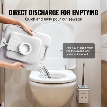 VEVOR Portable Toilet for Camping, Porta Potty with Carry Bag, 5.3 Gal Waste Tank & 3.2 Gal Flush Tank, Push-Button Pressurized Flush Commode, Leak-proof and Odourless Travel Toilet for Camping Car - View 5