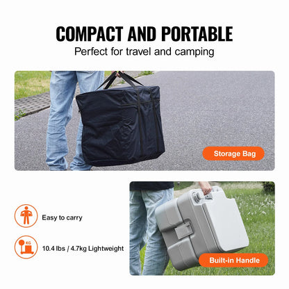 VEVOR Portable Toilet for Camping, Porta Potty with Carry Bag, 5.3 Gal Waste Tank & 3.2 Gal Flush Tank, Push-Button Pressurized Flush Commode, Leak-proof and Odourless Travel Toilet for Camping Car - View 6