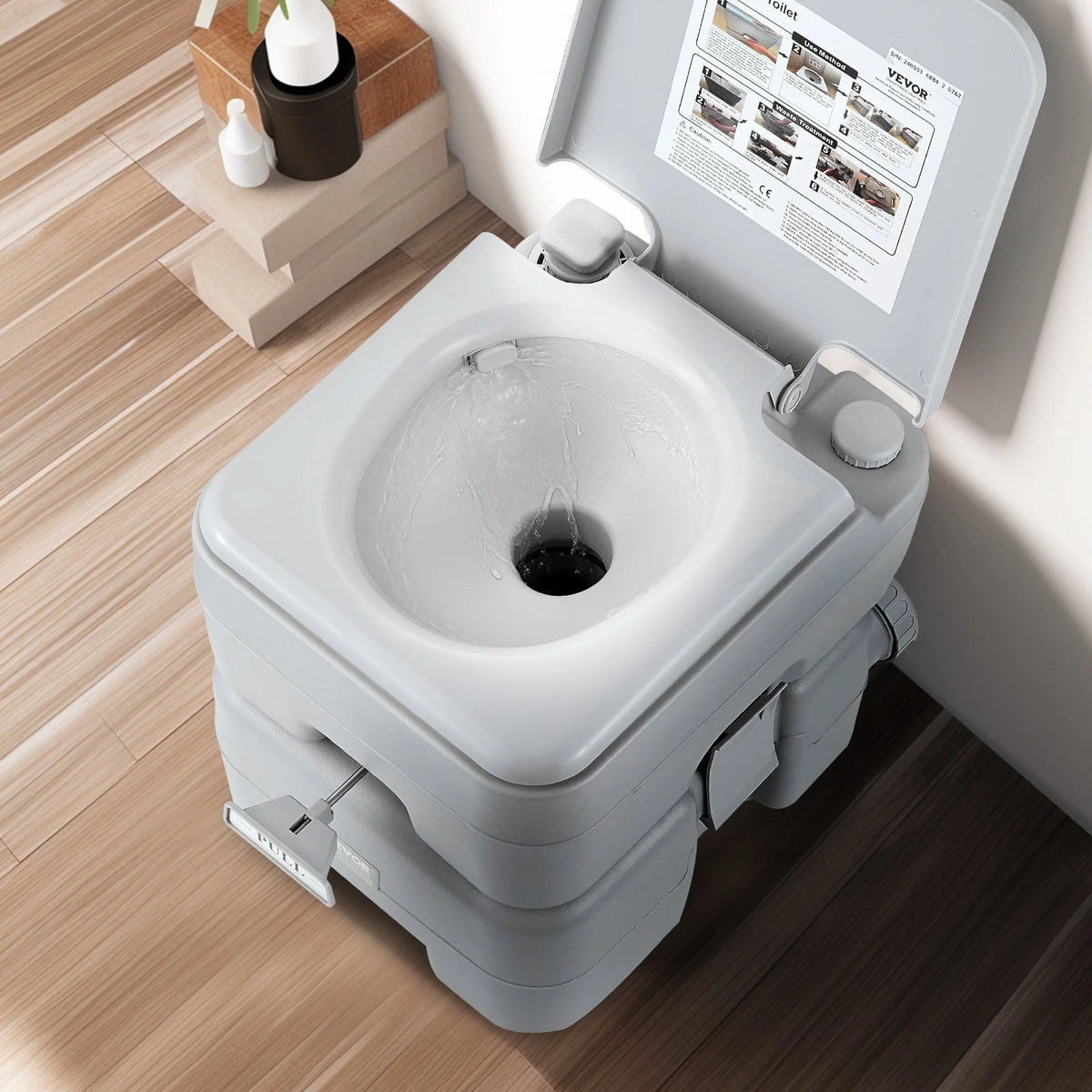 VEVOR Portable Toilet for Camping, Porta Potty with Carry Bag, 5.3 Gal Waste Tank & 3.2 Gal Flush Tank, Push-Button Pressurized Flush Commode, Leak-proof and Odourless Travel Toilet for Camping Car - View 8