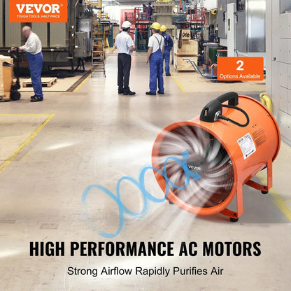 VEVOR Portable Ventilator, 16 inch Heavy Duty Cylinder Fan with 16.4ft Duct Hose, 1350W Strong Shop Exhaust Blower 5175CFM, Industrial Utility Blower for Sucking Dust, Smoke, Smoke Home/Workplace - View 15