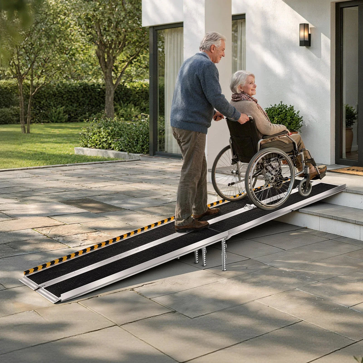 VEVOR Portable Wheelchair Ramp, 10FT, Non-Slip Aluminum Folding Handicap Ramp for Wheelchair, 800 lbs Capacity, Door Threshold Ramps for Home Steps, Stairs, Entry, Threshold, Doorways, Scooter, Curbs - View 7