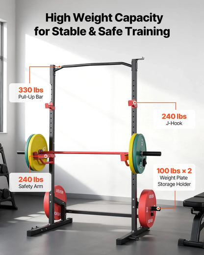 VEVOR Power Cage Squat Rack, Multifunctional Power Rack Home Gym, 1000LBS Strength Training Workout Equipment with 4 Band Pegs, Adjustable J-Hooks & Safety Bars for Barbell Squat Bench Press Pull-Up - View 2
