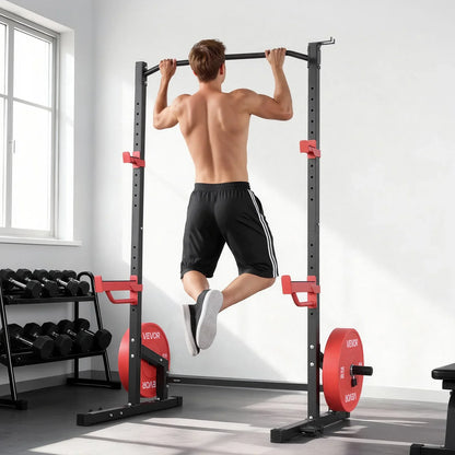 VEVOR Power Cage Squat Rack, Multifunctional Power Rack Home Gym, 1000LBS Strength Training Workout Equipment with 4 Band Pegs, Adjustable J-Hooks & Safety Bars for Barbell Squat Bench Press Pull-Up - View 7