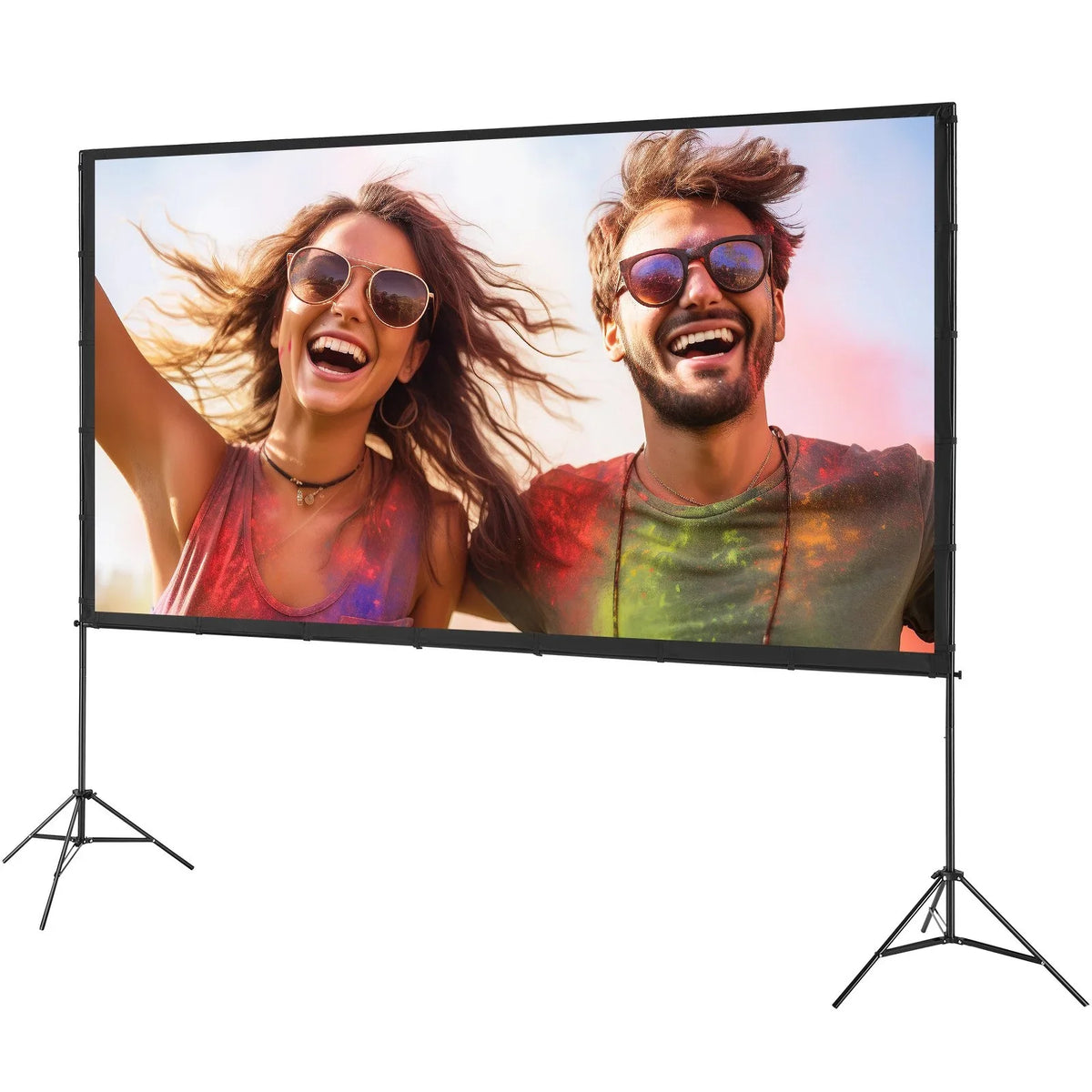 VEVOR Projector Screen with Stand, 120 inch 16:9 4K 1080 HD Outdoor Movie Screen with Stand, Wrinkle-Free Projection Screen with Tripods and Carry Bag, for Home Theater Cinema Backyard Movie Night - View 5