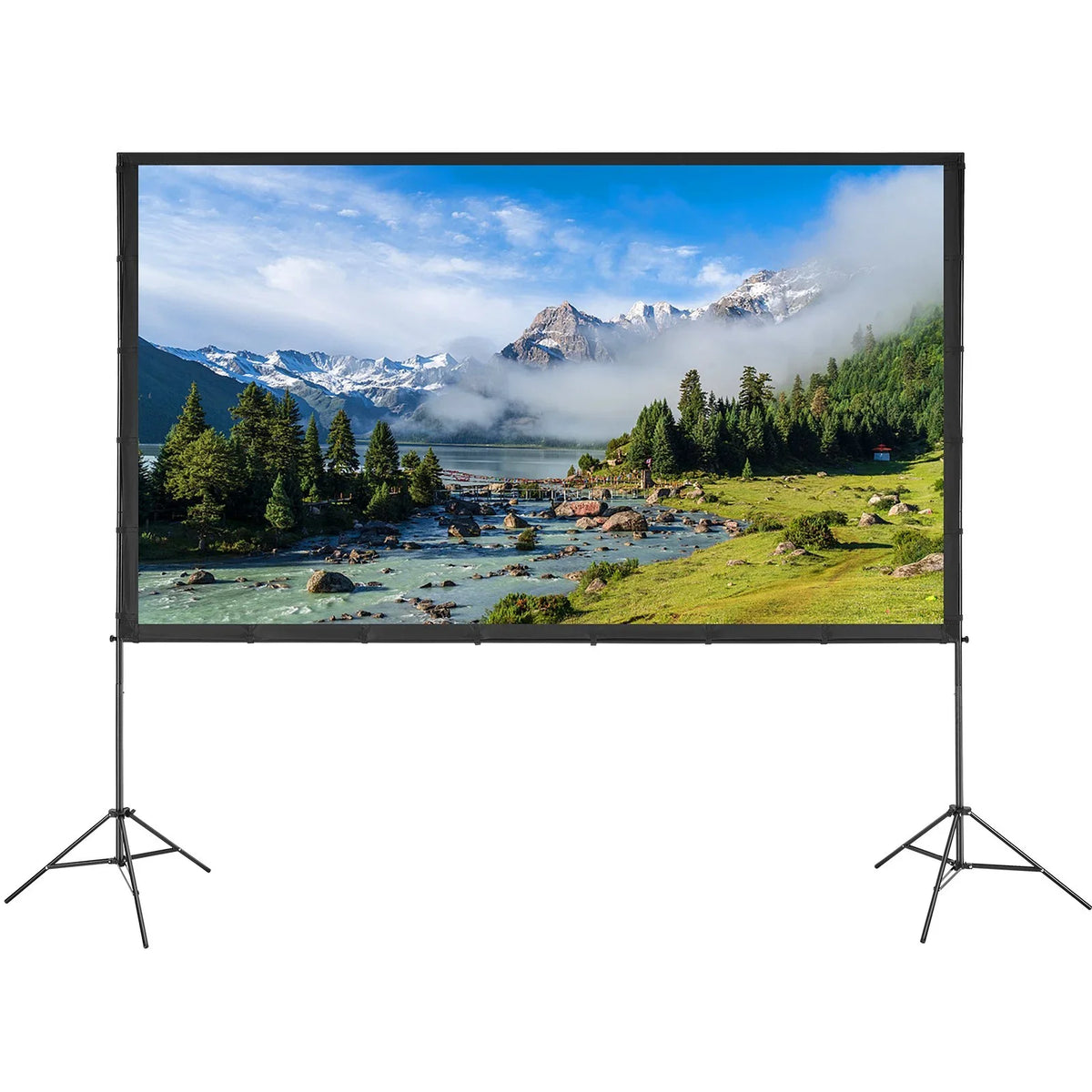 VEVOR Projector Screen with Stand, 120 inch 16:9 4K 1080 HD Outdoor Movie Screen with Stand, Wrinkle-Free Projection Screen with Tripods and Carry Bag, for Home Theater Cinema Backyard Movie Night - View 6