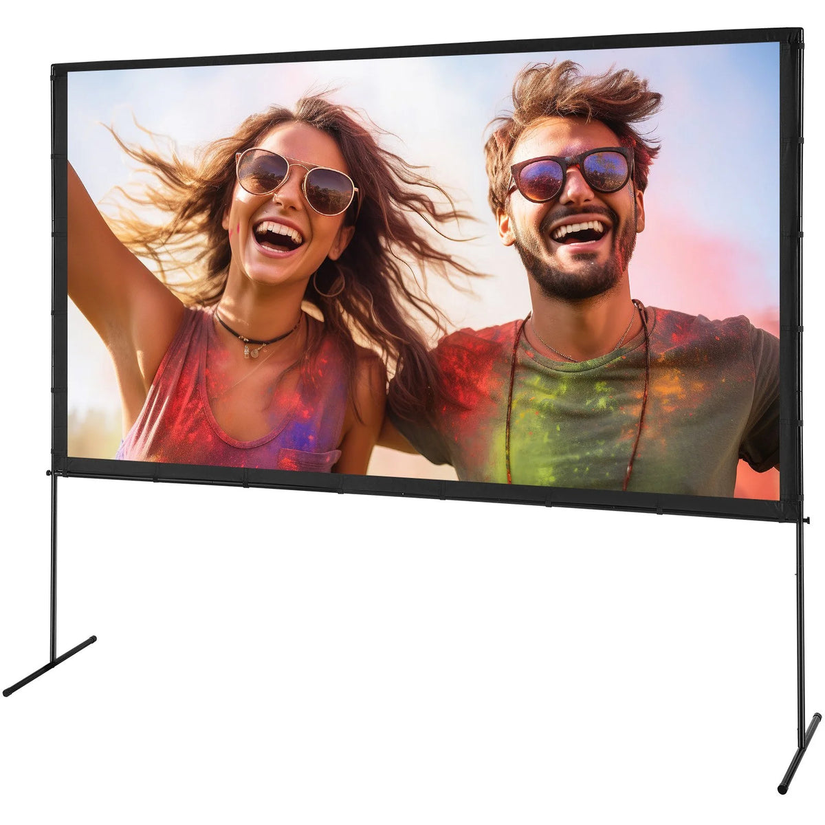 VEVOR Projector Screen with Stand, 120 inch 16:9 4K 1080 HD Outdoor Movie Screen with Stand, Wrinkle-Free Projection Screen with Bar Feet and Carry Bag, for Home Theater Cinema Backyard Movie Night - View 8