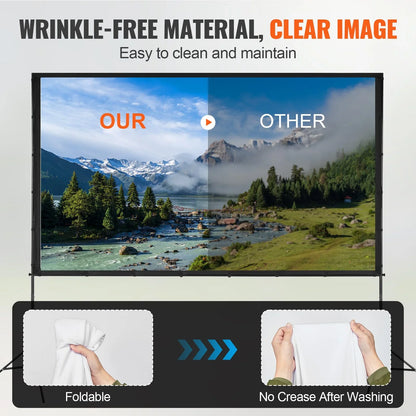 VEVOR Projector Screen with Stand, 120 inch 16:9 4K 1080 HD Outdoor Movie Screen with Stand, Wrinkle-Free Projection Screen with Tripods and Carry Bag, for Home Theater Cinema Backyard Movie Night - View 8
